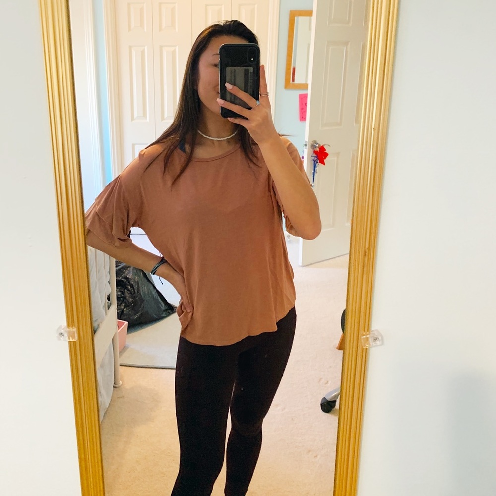 Nude ruffle tee shirt